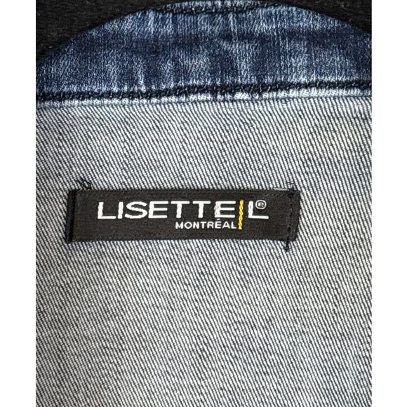 Lisette L Women’s XS Washed Blue Denim Snap-up Jacket Arm Stripe Banded Waist - Picture 3 of 4